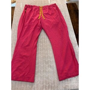 WonderWink Scrub Pants Womens 1X 16/18 Pink Drawstring Wide Leg Workwear Medical